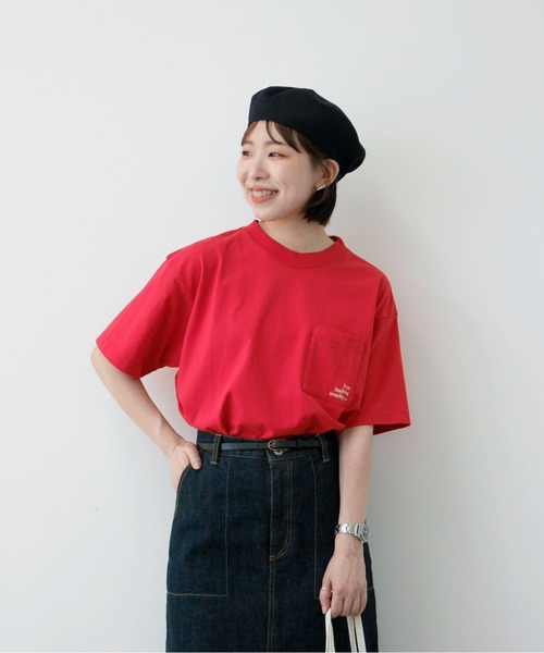 PAR ICI（パーリッシィ）の「I'm feeling snackyポッケ刺繍BIG Tシャツ（Tシャツ/カットソー・レディース・ホワイト/ブルー/マスタード/レッド・FREE）」の4枚目の写真