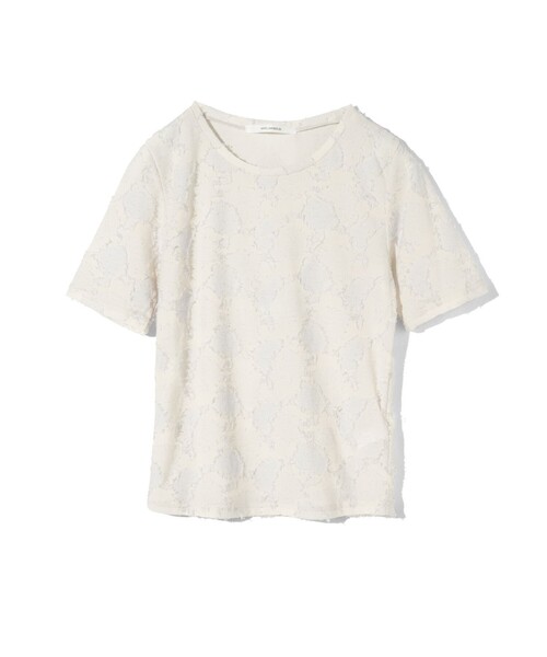 MIDIUMISOLID(ミディウミソリッド)の「MIDIUMISOLID for Ladies ジャカードクルーネックシアーインナー(Tシャツ/カットソー・レディース・オフホワイト/アイボリー/ブラック・FREE)」の3枚目の写真