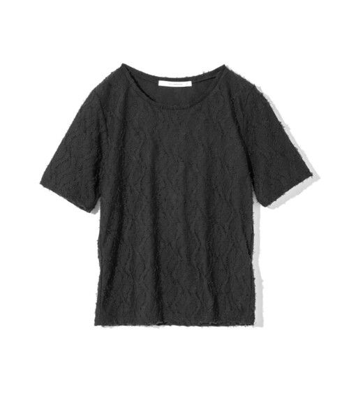 MIDIUMISOLID(ミディウミソリッド)の「MIDIUMISOLID for Ladies ジャカードクルーネックシアーインナー(Tシャツ/カットソー・レディース・オフホワイト/アイボリー/ブラック・FREE)」の5枚目の写真