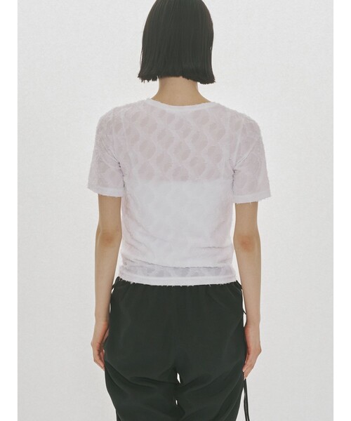 MIDIUMISOLID(ミディウミソリッド)の「MIDIUMISOLID for Ladies ジャカードクルーネックシアーインナー(Tシャツ/カットソー・レディース・オフホワイト/アイボリー/ブラック・FREE)」の11枚目の写真