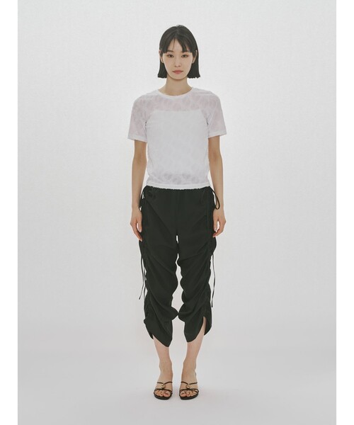 MIDIUMISOLID(ミディウミソリッド)の「MIDIUMISOLID for Ladies ジャカードクルーネックシアーインナー(Tシャツ/カットソー・レディース・オフホワイト/アイボリー/ブラック・FREE)」の12枚目の写真