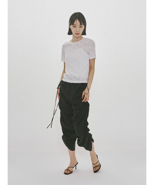 MIDIUMISOLID(ミディウミソリッド)の「MIDIUMISOLID for Ladies ジャカードクルーネックシアーインナー(Tシャツ/カットソー・レディース・オフホワイト/アイボリー/ブラック・FREE)」の13枚目の写真