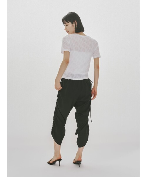 MIDIUMISOLID(ミディウミソリッド)の「MIDIUMISOLID for Ladies ジャカードクルーネックシアーインナー(Tシャツ/カットソー・レディース・オフホワイト/アイボリー/ブラック・FREE)」の15枚目の写真