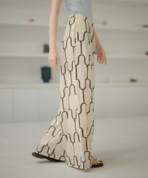 geometric pattern tuck wide pants /ジオメトリック柄タックワイドパンツ