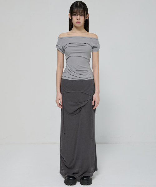 FLAREUP(フレアアップ)の「Draped Top (FL-130_Gray)(Tシャツ/カットソー・レディース・ライトグレー・OS)」の8枚目の写真