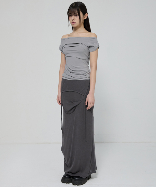 FLAREUP(フレアアップ)の「Draped Top (FL-130_Gray)(Tシャツ/カットソー・レディース・ライトグレー・OS)」の9枚目の写真