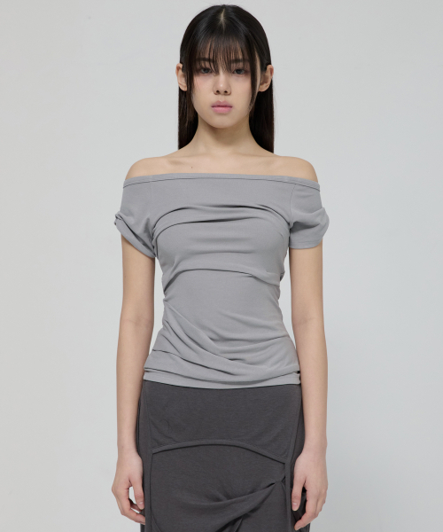 FLAREUP(フレアアップ)の「Draped Top (FL-130_Gray)(Tシャツ/カットソー・レディース・ライトグレー・OS)」の11枚目の写真