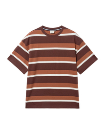 ボールドストライプTシャツ_ブラウン
