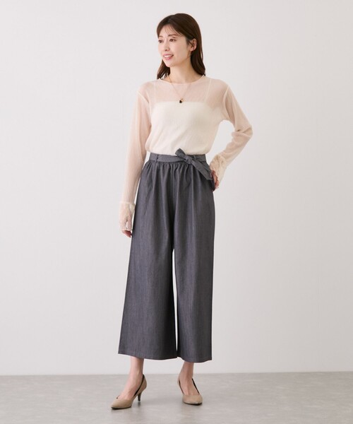 Jayro（ジャイロ）の「スラブデニムクロプトワイドパンツ（デニムパンツ・レディース・ライトグレー/ブラック/カーキ/ブルー系その他2/チャコールグレー/ブルー/サックスブルー・M）」の16枚目の写真