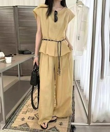 半袖トップスワイドパンツセットアップ