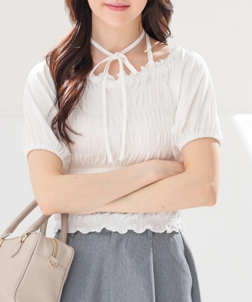 Honeys(ハニーズ)の「【ハニさら・吸水速乾・UVカット】オフショル2wayトップス(Tシャツ/カットソー・レディース・ブラック/ピンク/ブラウン/ホワイト・L/M/S)」の2枚目の写真