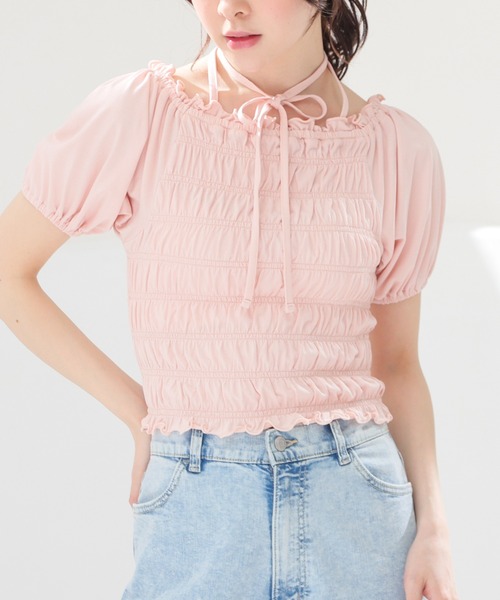 Honeys(ハニーズ)の「【ハニさら・吸水速乾・UVカット】オフショル2wayトップス(Tシャツ/カットソー・レディース・ブラック/ピンク/ブラウン/ホワイト・L/M/S)」の1枚目の写真