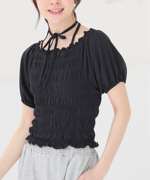 Honeys(ハニーズ)の「【ハニさら・吸水速乾・UVカット】オフショル2wayトップス(Tシャツ/カットソー・レディース・ブラック/ピンク/ブラウン/ホワイト・L/M/S)」の3枚目の写真