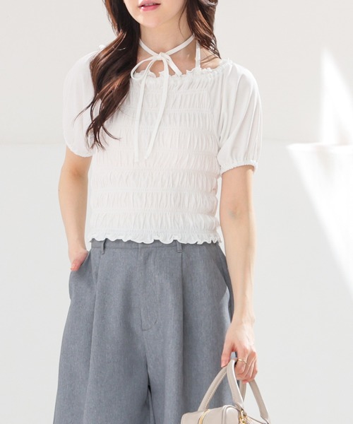 Honeys(ハニーズ)の「【ハニさら・吸水速乾・UVカット】オフショル2wayトップス(Tシャツ/カットソー・レディース・ブラック/ピンク/ブラウン/ホワイト・L/M/S)」の7枚目の写真