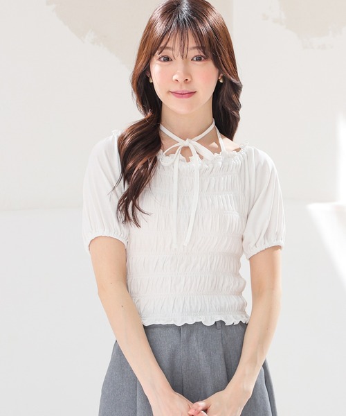 Honeys(ハニーズ)の「【ハニさら・吸水速乾・UVカット】オフショル2wayトップス(Tシャツ/カットソー・レディース・ブラック/ピンク/ブラウン/ホワイト・L/M/S)」の8枚目の写真