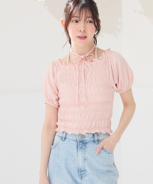 Honeys(ハニーズ)の「【ハニさら・吸水速乾・UVカット】オフショル2wayトップス(Tシャツ/カットソー・レディース・ブラック/ピンク/ブラウン/ホワイト・L/M/S)」の12枚目の写真