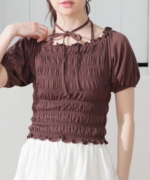 Honeys(ハニーズ)の「【ハニさら・吸水速乾・UVカット】オフショル2wayトップス(Tシャツ/カットソー・レディース・ブラック/ピンク/ブラウン/ホワイト・L/M/S)」の17枚目の写真