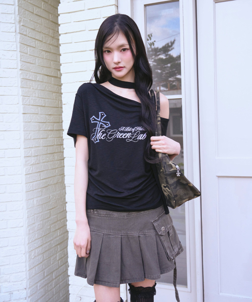 THE GREEN LAB（ザグリーンラボ）の「アンバランスシャーリングタイ半袖Tシャツ[ブラック]（Tシャツ/カットソー・レディース・その他・FREE）」の8枚目の写真