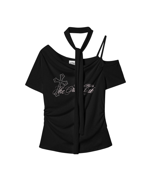 THE GREEN LAB（ザグリーンラボ）の「アンバランスシャーリングタイ半袖Tシャツ[ブラック]（Tシャツ/カットソー・レディース・その他・FREE）」の10枚目の写真