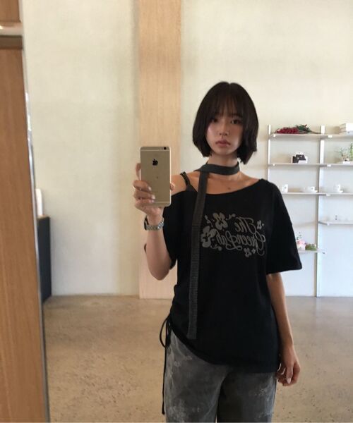 THE GREEN LAB（ザグリーンラボ）の「アンバランスシャーリングタイ半袖Tシャツ[ブラック]（Tシャツ/カットソー・レディース・その他・FREE）」の22枚目の写真