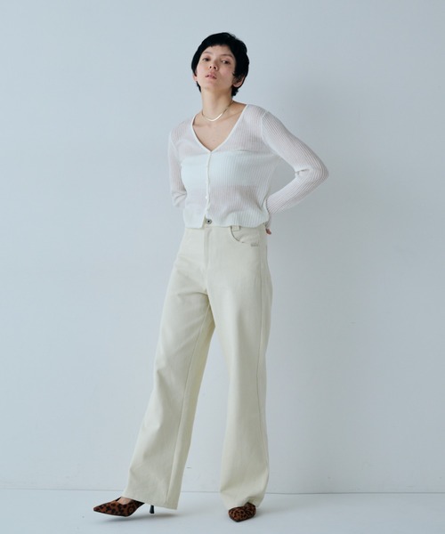VION(ヴィオン)の「シアータイトリブカーディガン / Sheer Tight Rib Cardigan(カーディガン/ボレロ・レディース・ブラック/レッド/ホワイト・FREE)」の22枚目の写真