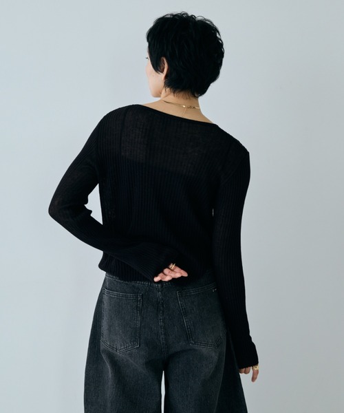 VION(ヴィオン)の「シアータイトリブカーディガン / Sheer Tight Rib Cardigan(カーディガン/ボレロ・レディース・ブラック/レッド/ホワイト・FREE)」の9枚目の写真