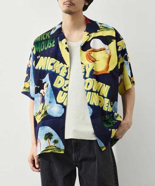 PORTER CLASSIC(ポータークラシック)の「【PORTER CLASSIC/ポータークラシック】DP-024-3963-0041/NV/DSNY V_ ALOHA SHIRT/MKY&BIRD(シャツ/ブラウス・メンズ・ネイビー・M/L)」の5枚目の写真