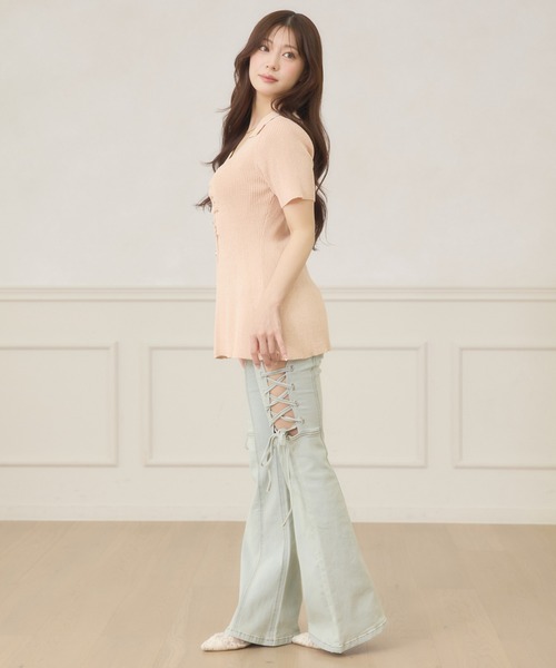 Ambre Neige(アンブルネージュ)の「polo collar peplum knit cardigan / ポロエリペプラムニットカーディガン(ニット/セーター・レディース・サックスブルー/ライトピンク/ライトベージュ・FREE)」の21枚目の写真