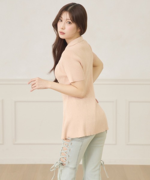Ambre Neige(アンブルネージュ)の「polo collar peplum knit cardigan / ポロエリペプラムニットカーディガン(ニット/セーター・レディース・サックスブルー/ライトピンク/ライトベージュ・FREE)」の19枚目の写真