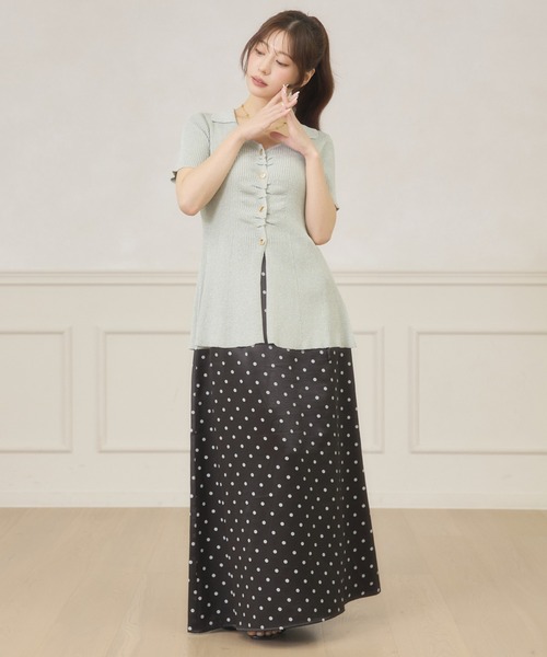 Ambre Neige(アンブルネージュ)の「polo collar peplum knit cardigan / ポロエリペプラムニットカーディガン(ニット/セーター・レディース・サックスブルー/ライトピンク/ライトベージュ・FREE)」の12枚目の写真