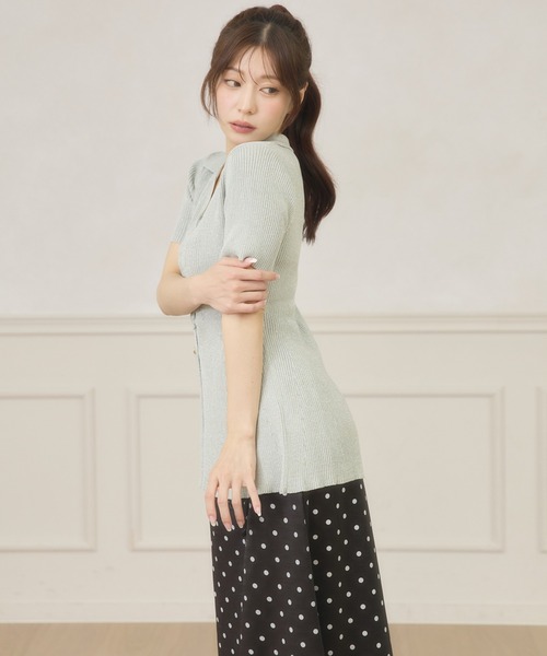 Ambre Neige(アンブルネージュ)の「polo collar peplum knit cardigan / ポロエリペプラムニットカーディガン(ニット/セーター・レディース・サックスブルー/ライトピンク/ライトベージュ・FREE)」の9枚目の写真