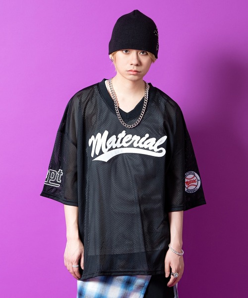SOHK B-BOY ゲームシャツ メッシュ オーバーサイズ 両面 刺繍 セール】a.p.o.v. ロゴ刺繍ベースボールスタイルワッペンオーバー