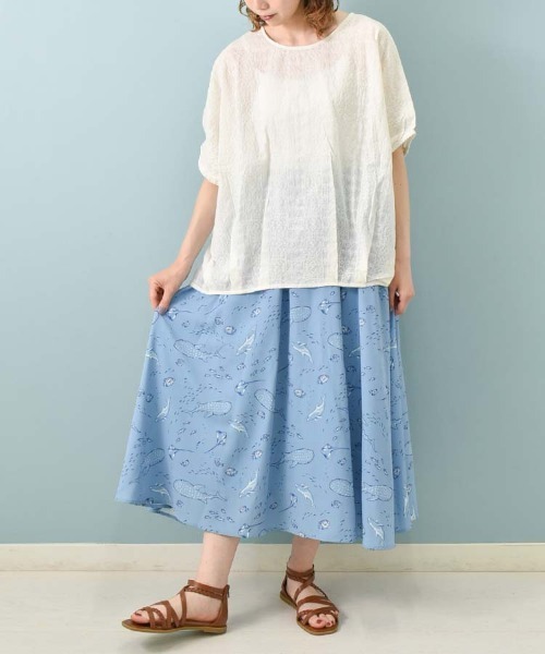 Bleu Bleuet(ブルーブルーエ)の「海の生き物総柄スカート(スカート・レディース・ネイビー/ブルー・M)」の15枚目の写真