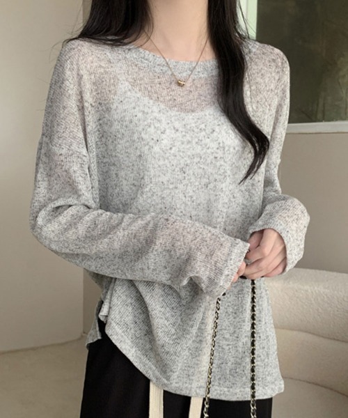 Flugge(フラッジー)の「シアーミックスサマーニット(ニット/セーター・レディース・グリーン/グレー・LARGE/MEDIUM)」の1枚目の写真