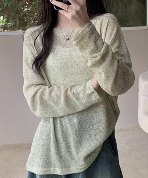Flugge(フラッジー)の「シアーミックスサマーニット(ニット/セーター・レディース・グリーン/グレー・LARGE/MEDIUM)」の6枚目の写真
