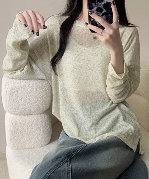 Flugge(フラッジー)の「シアーミックスサマーニット(ニット/セーター・レディース・グリーン/グレー・LARGE/MEDIUM)」の5枚目の写真