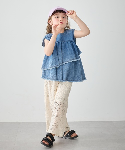 Piet(ピエット)の「【綿100%】レースロングパンツ(その他パンツ・キッズ・ブラック/ブルー/ホワイト・130/120/110/100)」の6枚目の写真