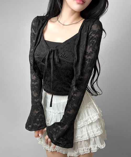 FOLLOWIN(フォロウィン)の「【セットアップ】フラワーレースリボンキャミ&ボレロ(セットアップ・レディース・ホワイト/ブラック・FREE)」の13枚目の写真