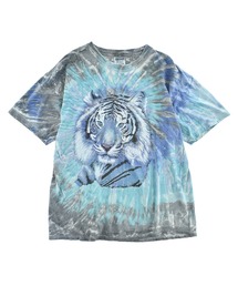 【USED】Y2K GILDAN “White tiger” タイダイ アニマル Tシャツ USA製