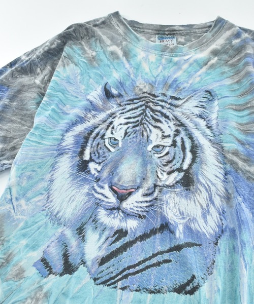 GILDAN(ギルダン)の「【USED】Y2K GILDAN “White tiger” タイダイ アニマル Tシャツ USA製(Tシャツ/カットソー・メンズ・ブルー・X-LARGE)」の2枚目の写真