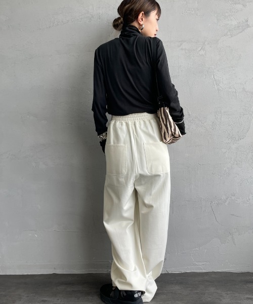 Robert P.Miller（ロバート ピー ミラー）の「[MILLER/ミラー] 別注 パネルリブ シアータートルネックTシャツ（Tシャツ/カットソー・レディース・ネイビー/オレンジ/ネイビー系/ブラック/オフホワイト・F）」の16枚目の写真