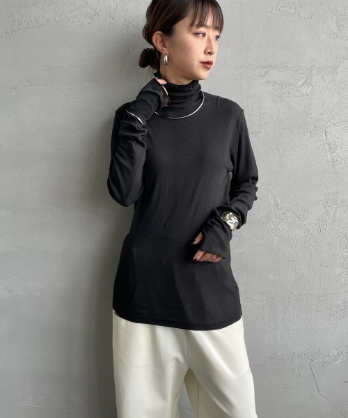 Robert P.Miller（ロバート ピー ミラー）の「[MILLER/ミラー] 別注 パネルリブ シアータートルネックTシャツ（Tシャツ/カットソー・レディース・ネイビー/オレンジ/ネイビー系/ブラック/オフホワイト・F）」の17枚目の写真
