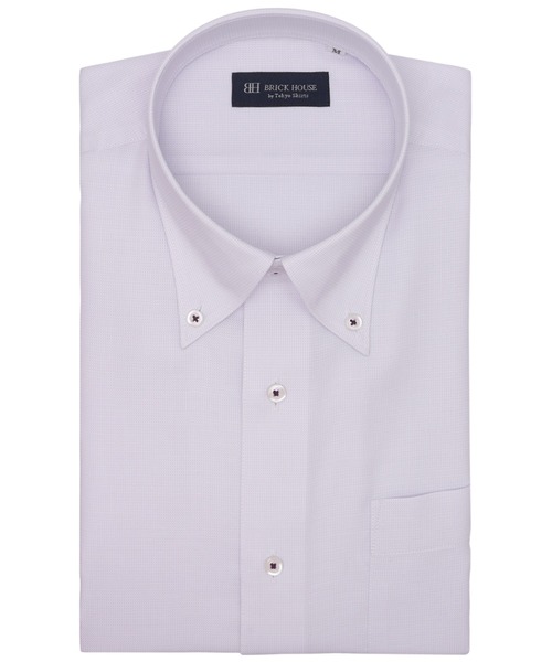 TOKYO SHIRTS(トウキョウシャツ)の「【吸水速乾】 形態安定ノンアイロン ボタンダウン 半袖ビジネスワイシャツ(ビジネスシャツ・メンズ・パープル・首回り42cm/首回り43cm/首回り39cm/首回り41cm/首回り37cm)」の1枚目の写真