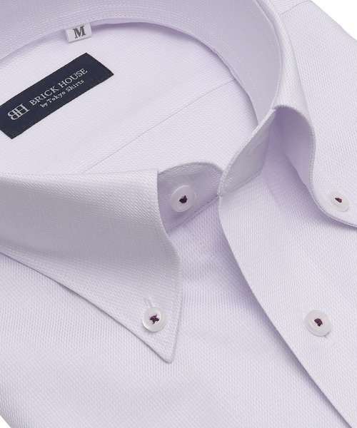 TOKYO SHIRTS(トウキョウシャツ)の「【吸水速乾】 形態安定ノンアイロン ボタンダウン 半袖ビジネスワイシャツ(ビジネスシャツ・メンズ・パープル・首回り42cm/首回り43cm/首回り39cm/首回り41cm/首回り37cm)」の2枚目の写真