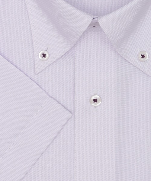 TOKYO SHIRTS(トウキョウシャツ)の「【吸水速乾】 形態安定ノンアイロン ボタンダウン 半袖ビジネスワイシャツ(ビジネスシャツ・メンズ・パープル・首回り42cm/首回り43cm/首回り39cm/首回り41cm/首回り37cm)」の3枚目の写真
