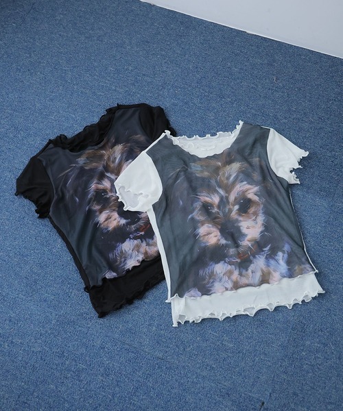 Ulysses(ユリシス)の「ドッグプリントメロウフリルカットソー(Tシャツ/カットソー・レディース・ブラック/ホワイト・F)」の17枚目の写真