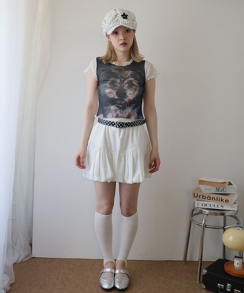 Ulysses(ユリシス)の「ドッグプリントメロウフリルカットソー(Tシャツ/カットソー・レディース・ブラック/ホワイト・F)」の18枚目の写真