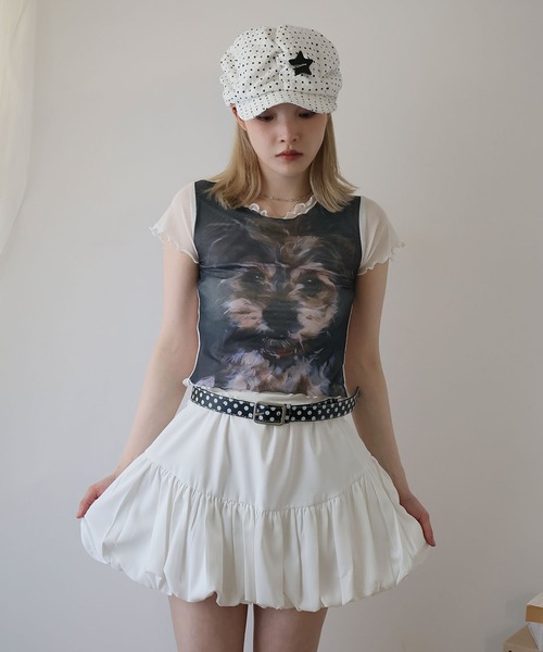 Ulysses(ユリシス)の「ドッグプリントメロウフリルカットソー(Tシャツ/カットソー・レディース・ブラック/ホワイト・F)」の19枚目の写真