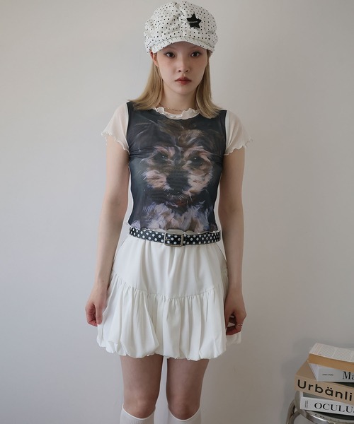Ulysses(ユリシス)の「ドッグプリントメロウフリルカットソー(Tシャツ/カットソー・レディース・ブラック/ホワイト・F)」の20枚目の写真