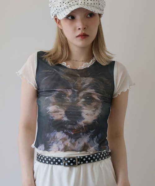 Ulysses(ユリシス)の「ドッグプリントメロウフリルカットソー(Tシャツ/カットソー・レディース・ブラック/ホワイト・F)」の15枚目の写真